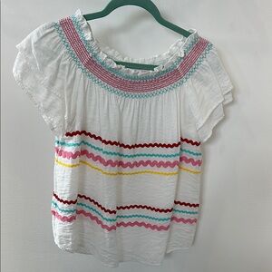 Colorful Ric Rac Trim Women's Top